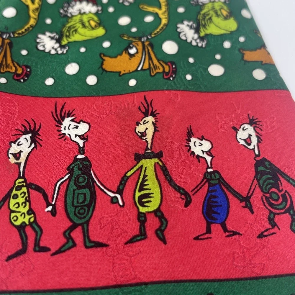 Dr.Seuss The Grinch Who Stole Christmas 100% Silk Tie Hand Sewn Vintage 1996